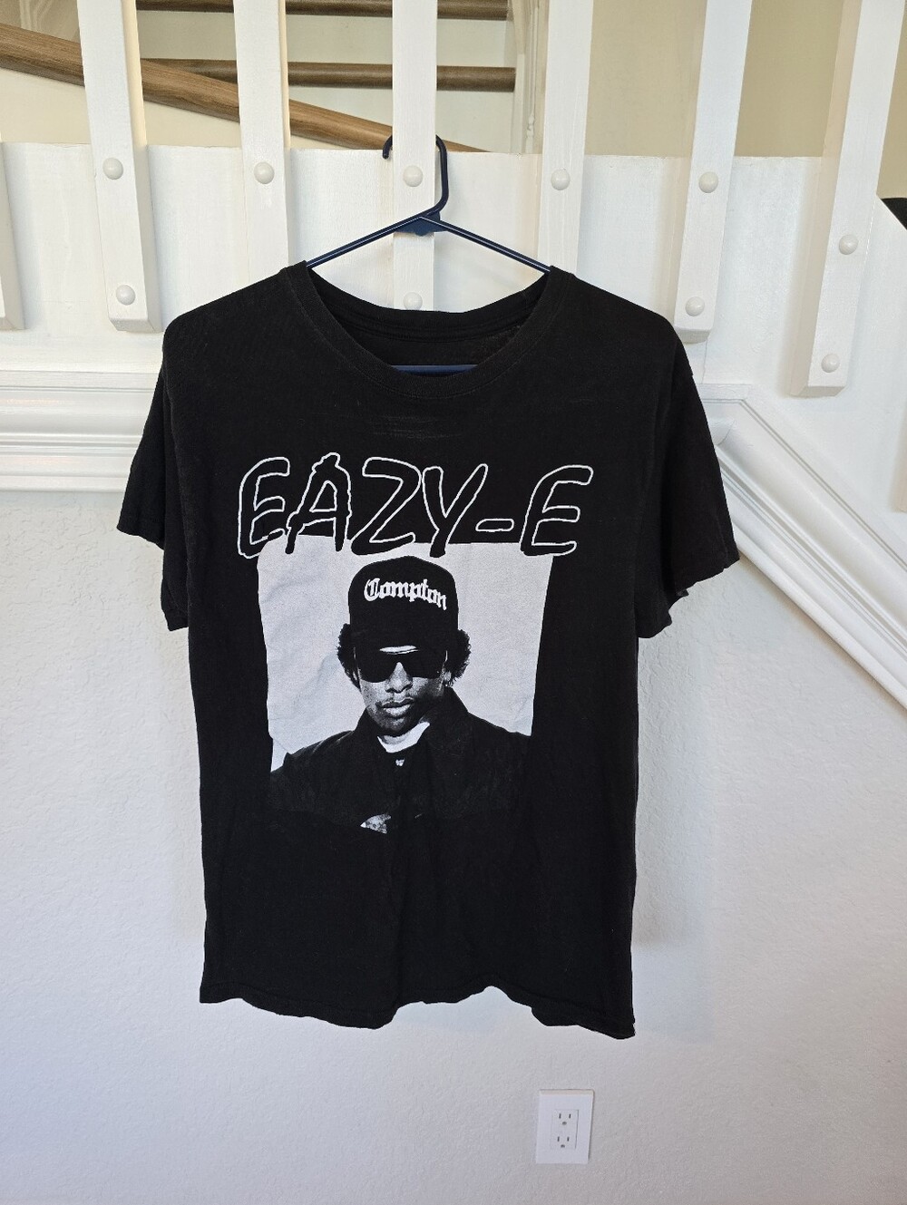 Eazy-E N.W.A. Compton Men’s Large Vintage Black Dye Wash Distressed Graphic T